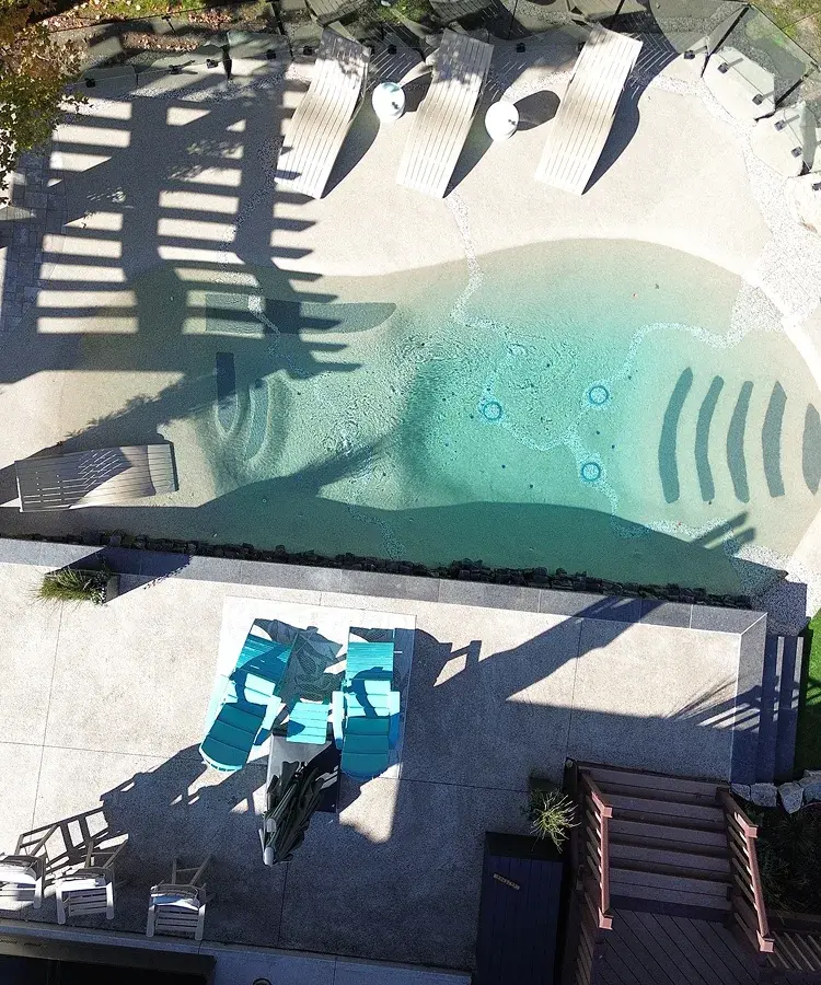 Biodesign natural pool design Ontario — lagoon style