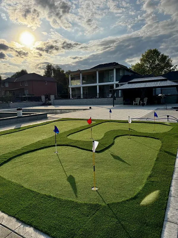 Residential synthetic grass putting green installed by Perfect Yard Ontario