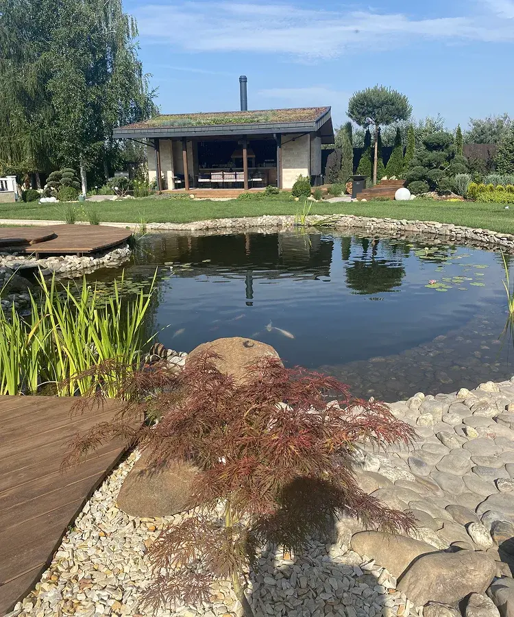 Natural stone waterfall and pond design Ontario