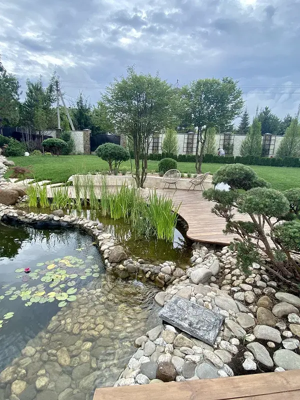 Natural pond with stone edging Toronto